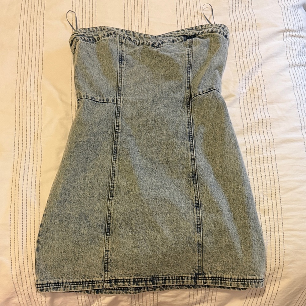 Kittenish Denim Strapless Dress